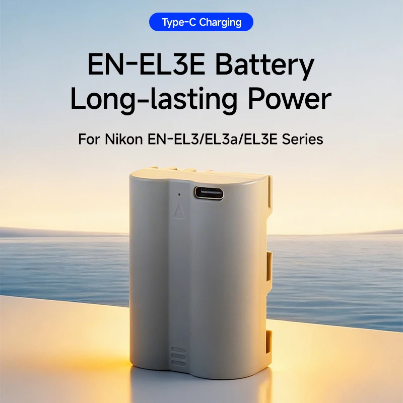 EN-EL3E Camera Battery 2600mAh Type-C Fast Charge Full Decoding Safe Durable for Nikon D50 D70 D80 D90 D100 D200 D300 D700 DSLR