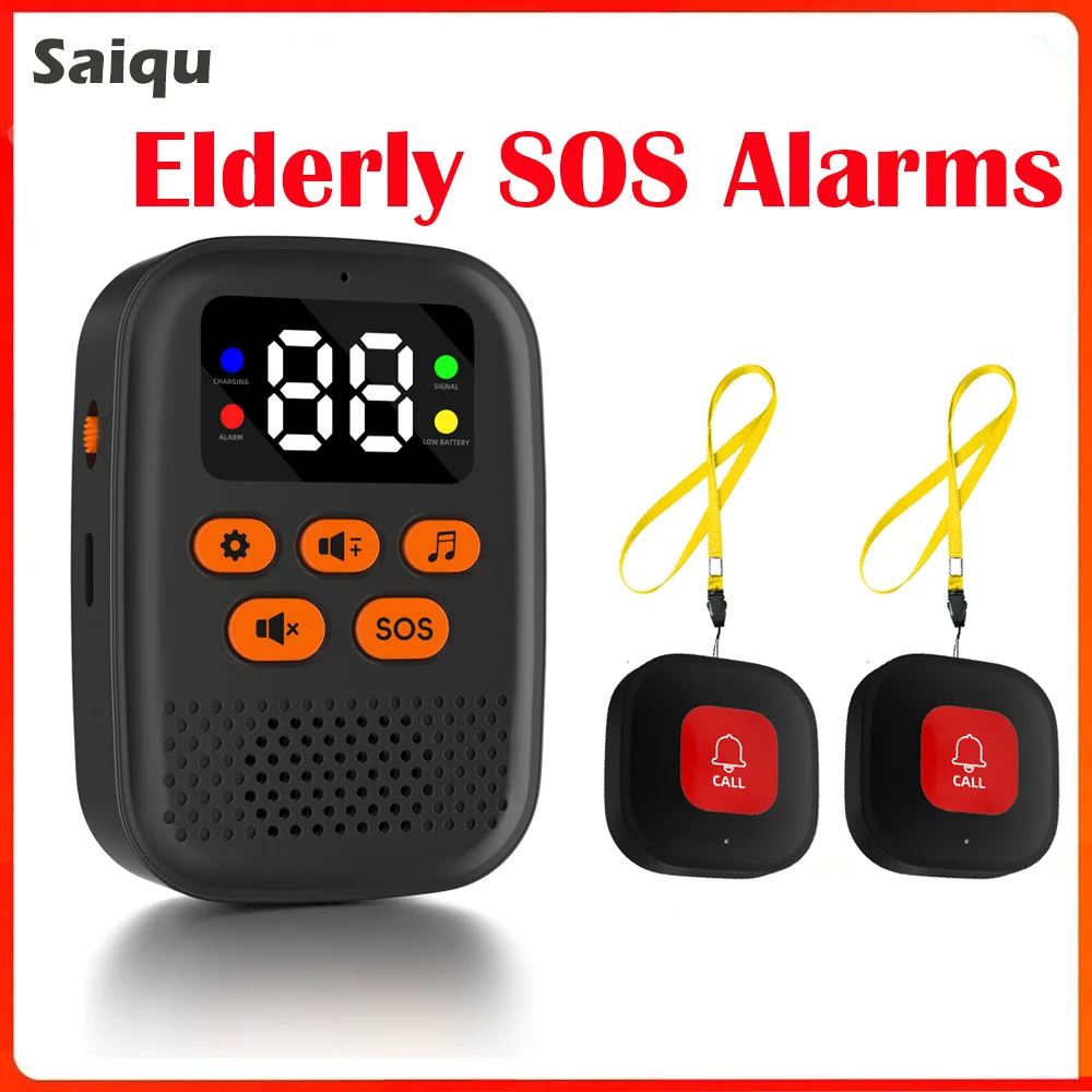 

Elderly SOS Alarms Vibration Pager Digital Display Call Bell Easy to Use Wireless Caregiver Pager for Elderly Assistance