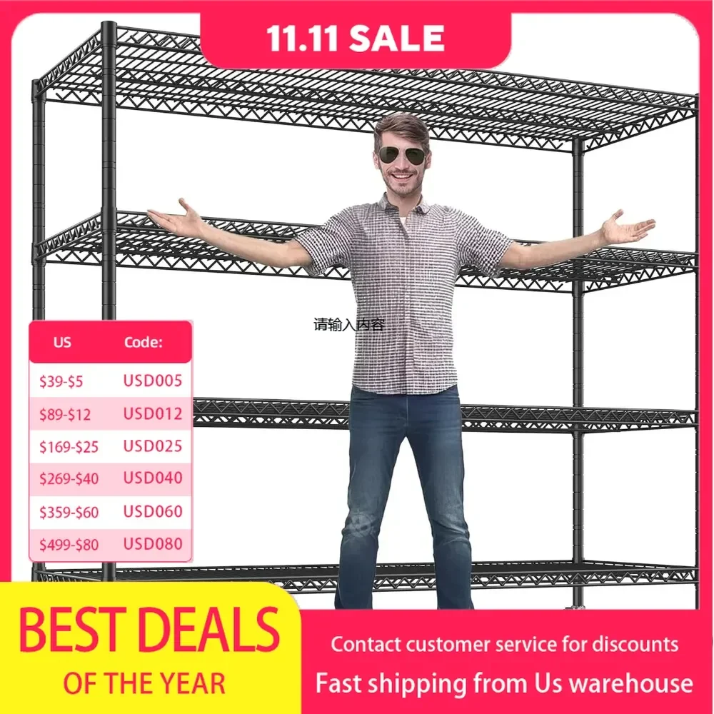 

Storage Shelves 75.6" H Wire Shelving Unit with Wheels 2500LBS Heavy Duty Metal Shelves for Storage Adjustable Garage Storage