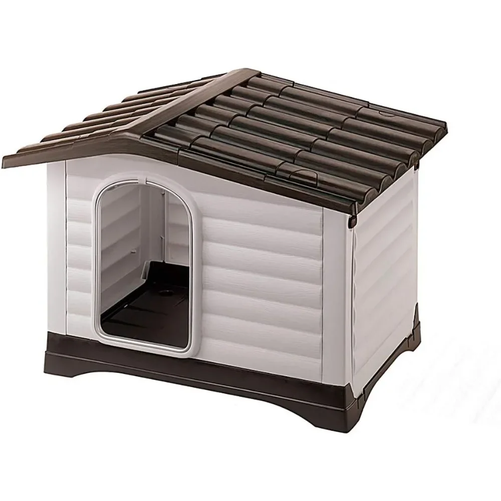 

Dog Villa Dog House Extra Small Cream with Black Bottom Puppy House for Dogs Mobile Kennell Crates Foldable Playpen Pets Pet