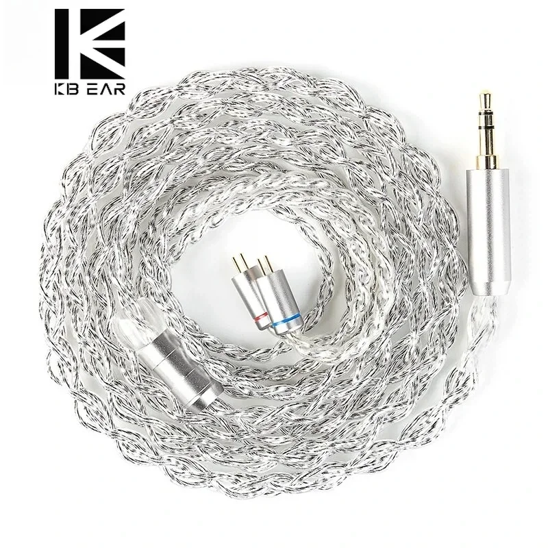 KBEAR Glitter IEM Cable 4core Pure Silver+Furukawa High-Purity Copper Hi-Fi Headphone Cable QDC Connector for KBEAR KZ ZS12 PROX