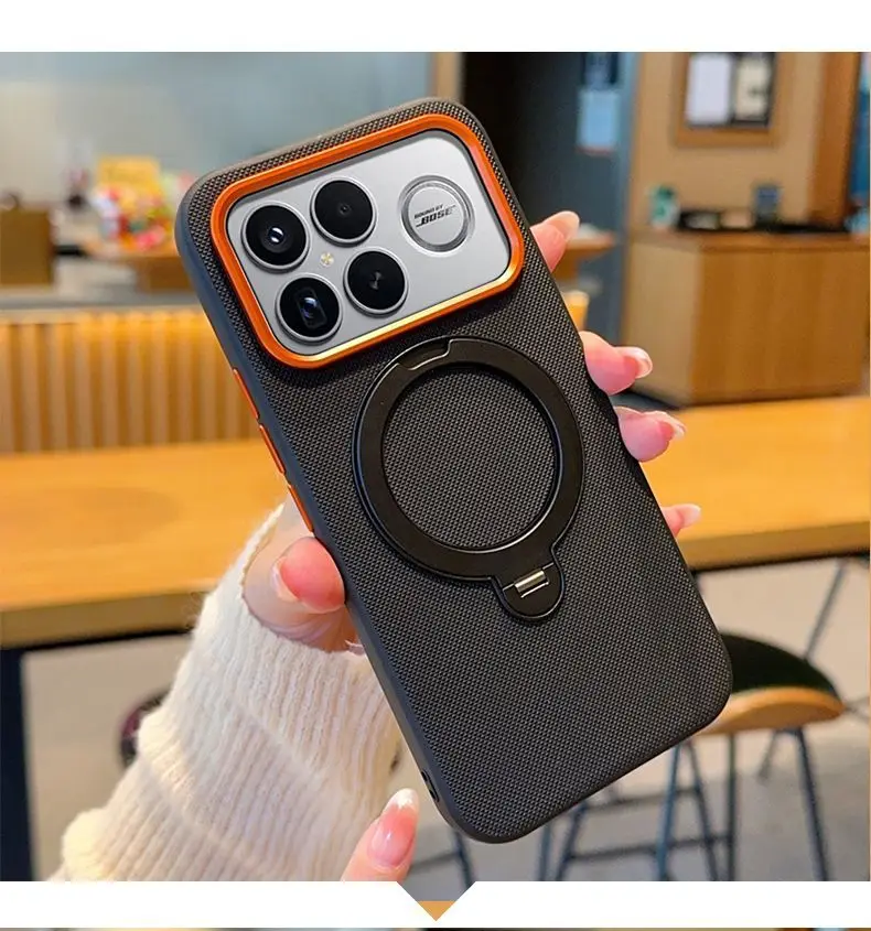 Hülle für POCO F9 F8 Pro Ultra Metall-Drehständer Orangefarbener Ring Objektivrahmen Lederhülle für POCO F 9 Ultra Stoßfeste Hülle – Detail 4