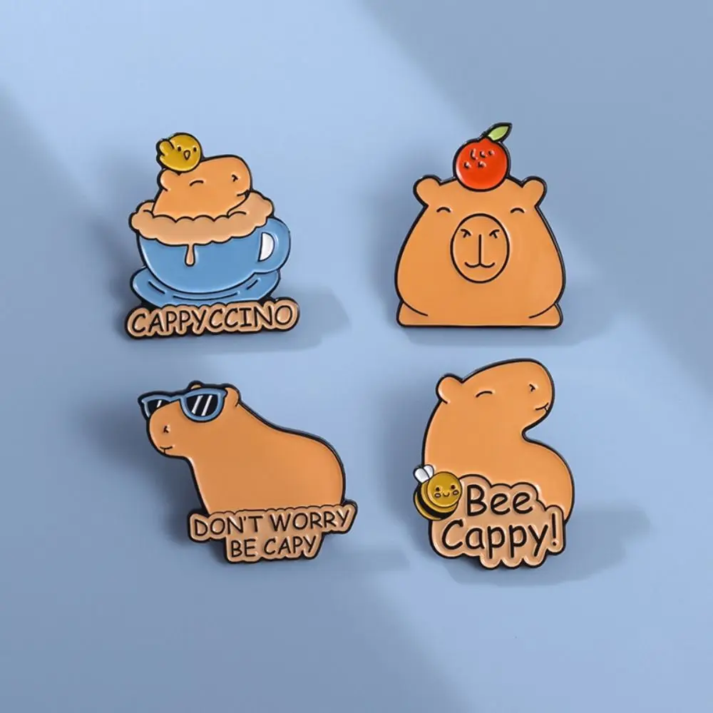 Coat Emoticon Pack Capybara Brooch Animal Metal Cartoon Pin Brooch Electroplating Cartoon Capybara Alloy Badge Shirt Pin