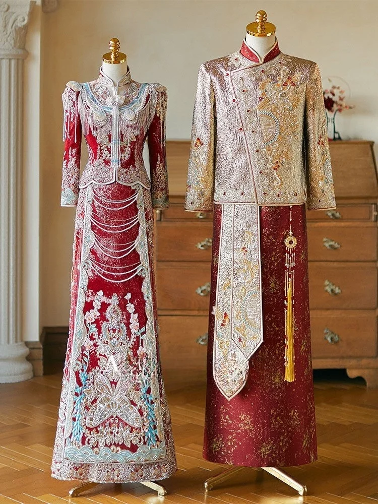 

New Chinese-style wedding men's suit haute couture clothing