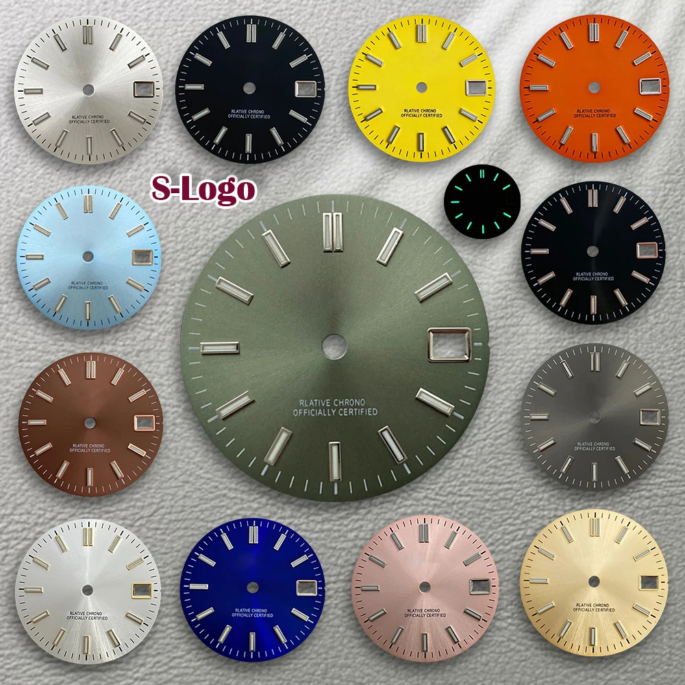 28.5mm S Logo SUB NH35 Dial Fit NH35/NH36/7S/4R Japanese Movement Green Luminous High-Quality Watch Modification Accessories