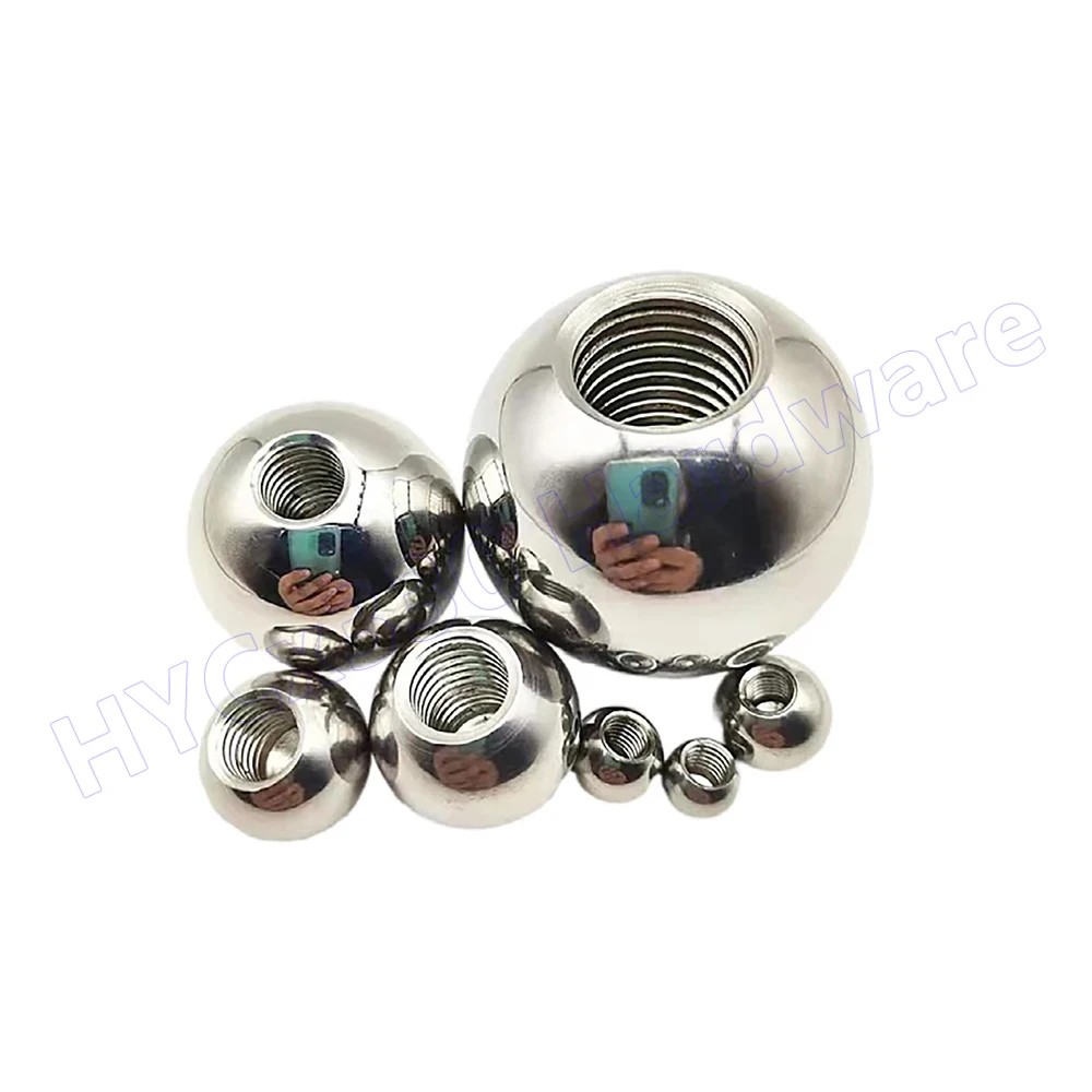 OD 5MM - 50MM 304 Stainless Steel Female Thread Blind Hole Smooth Ball Bead M2 M2.5 M3 M4 Metric Thread Half Hole Drilling Balls