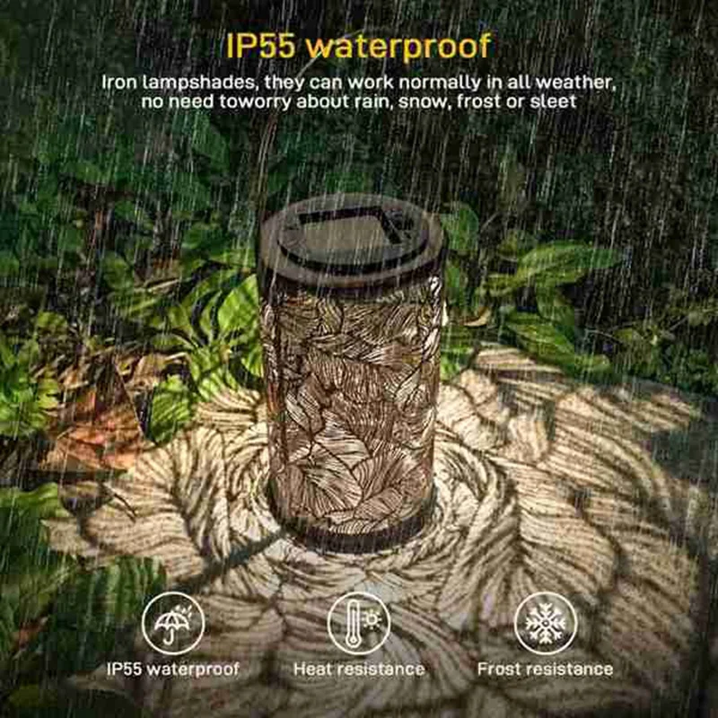 B62B-Solar Lantern Retro Garden Solar Lamp Hollowed Out Forest Shadow Lantern Hanging Lamp Lighting Outdoor Landscape Lamp