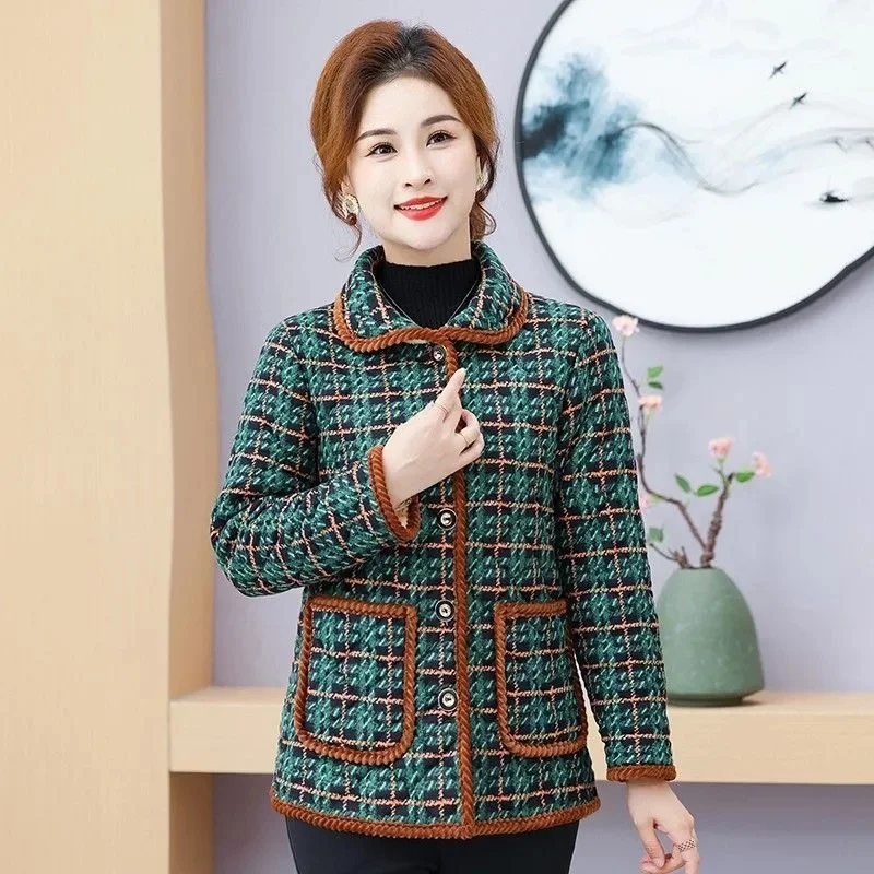 

Fashion Women's Short Winter Cotton Clothes Middle-aged and Elderly Mothers New Cotton Jacket Thick and Warm Cotton Coat