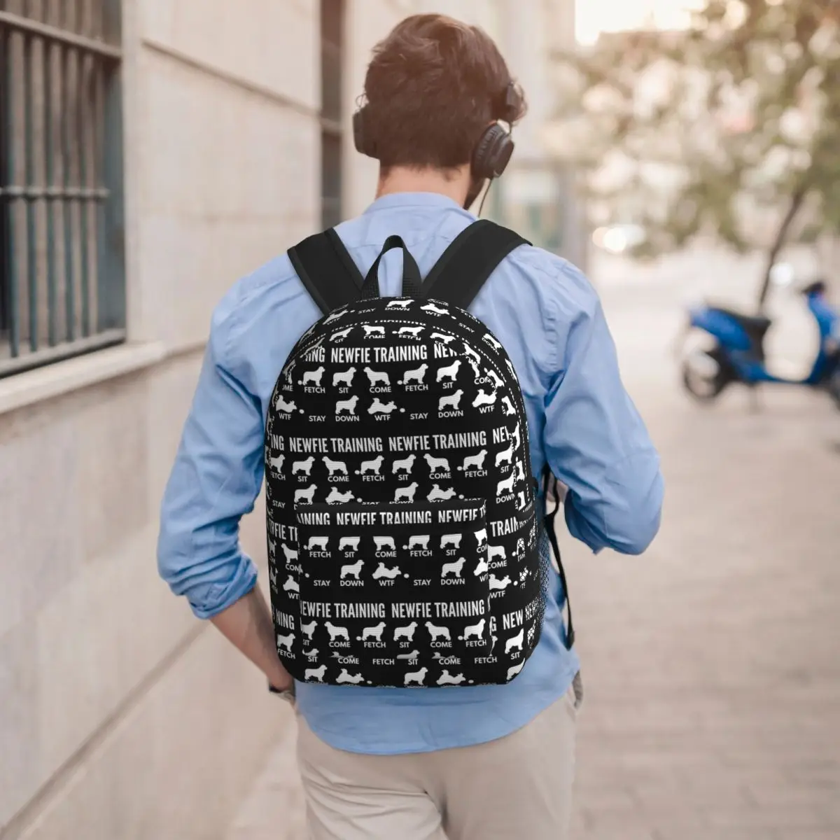 Newfie Training - Newfoundland Dog Tricks Student Backpack School Bag Hiking Travel Daypack for Men Women Bookbag Shoulder Bags
