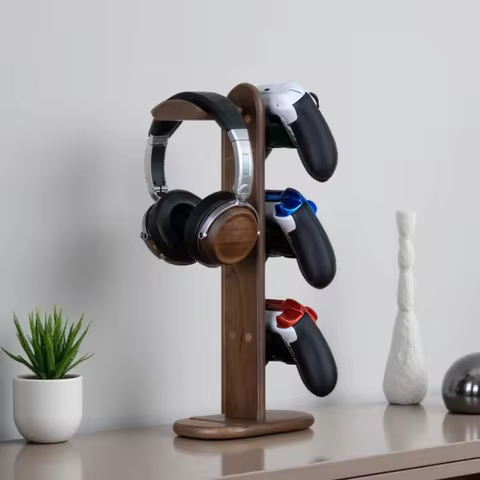 solid walnut wood PS5 controller rack headphone holder Xbox PS5 game controller rack professional ps4 game controller holder