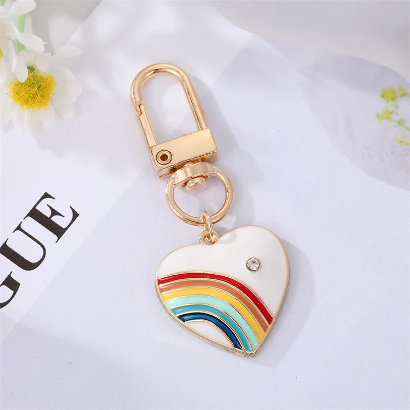 1Pcs Rainbow Heart Evil Eye Keychain Key Ring For Friend Lovers Couple Love Blue Eye Bag Car Airpods Box Key Accessories Jewelry image 5