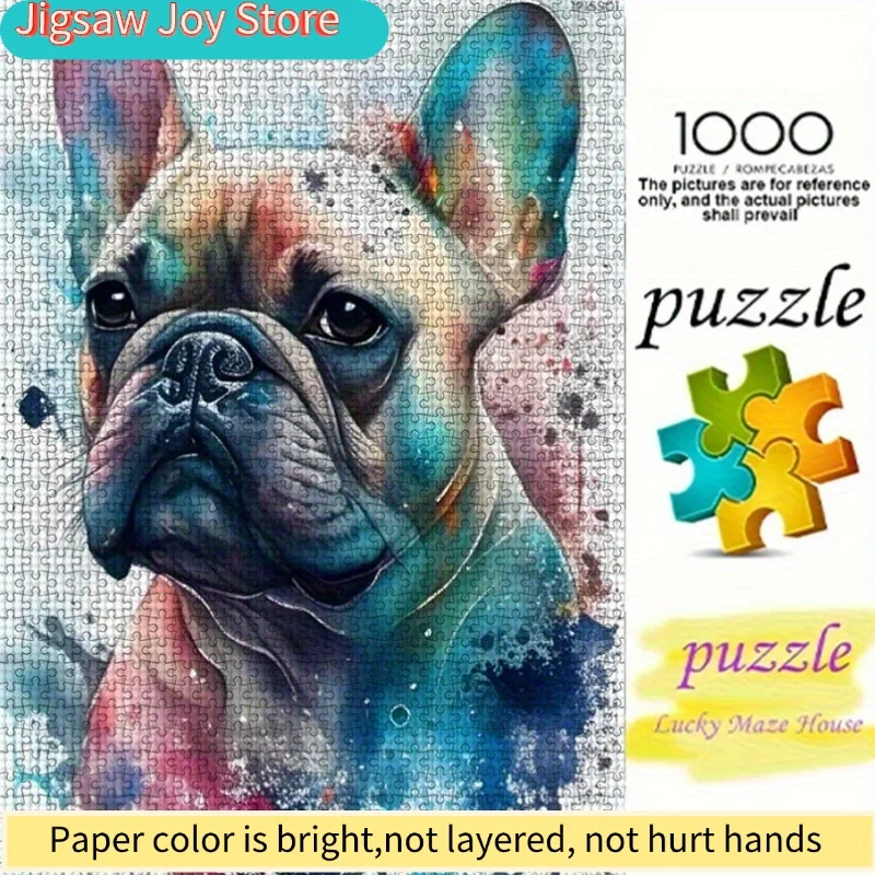 

Бумажный пазл с акварельной росписью французского бульдога, изготовленный из высококачественного белого картона. Идеально подходит для