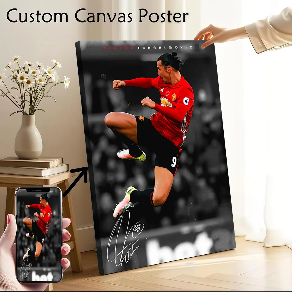 Zlatan Ibrahimović Soccer Action Poster Customizable Printed Canvas Painting for Pictures Wall Art Living Room Decorations Arts