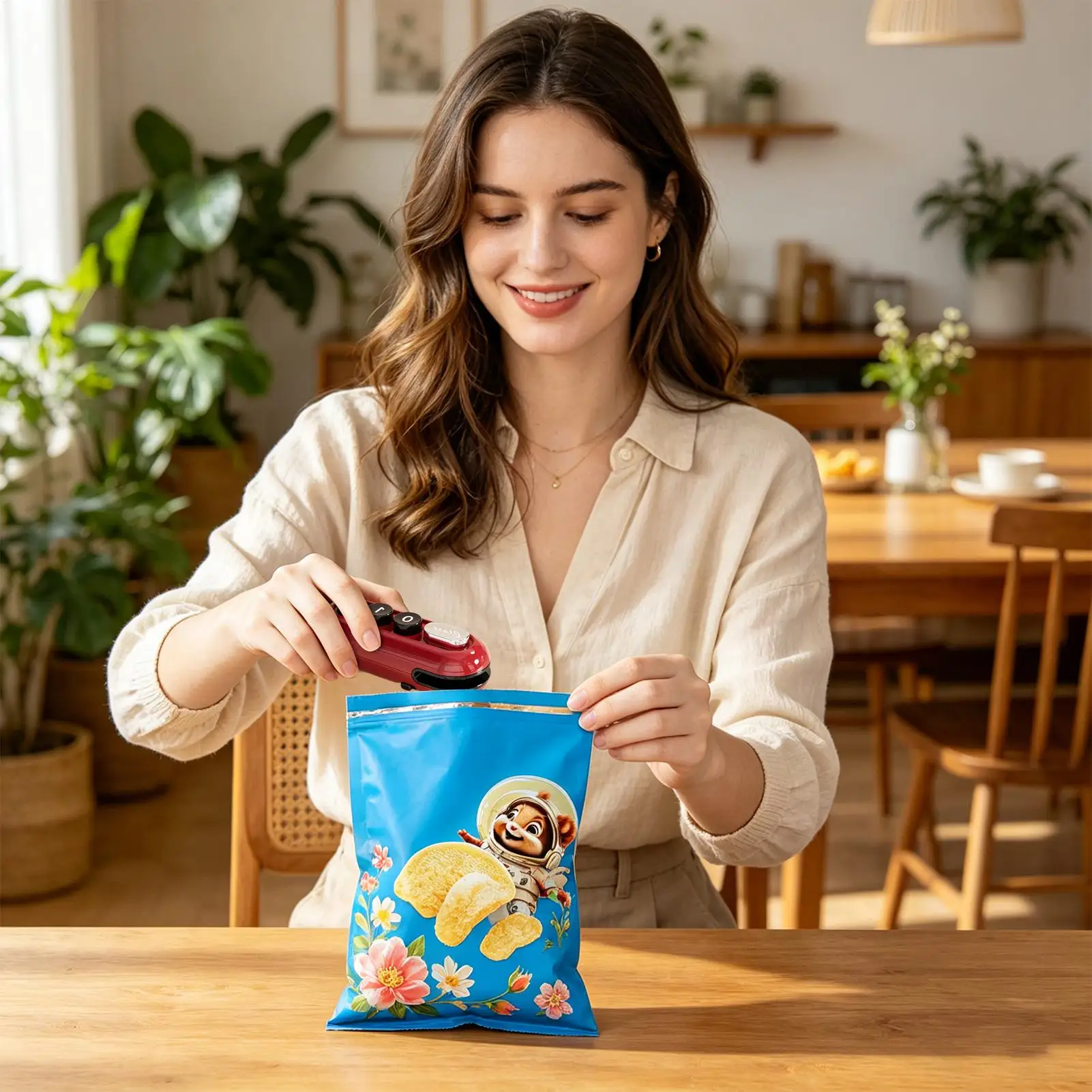 Small Sealing Machine Small Rechargeable Sealing Machine Bag Recloser With Magnet For Fridge For Snack Nuts Grains Candy Home