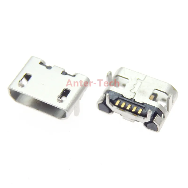 50PCS Micro USB 5pin no side Ox horn female usb socket Flat mouth four legs socket mini usb connector Free shipping Crimping