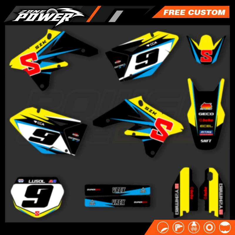 

Powerzone для Suzuki RMZ250 2007 2008 2009, обтекатель мотоцикла, графические наклейки, наборы наклеек, номер, имя, заказ 02
