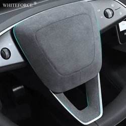 For Tesla Model 3 Highland 2024 Steering Wheel Panel Suede Sticker Anti-scratch Model Y Tumbled Fur Fabric Decorative Sticker