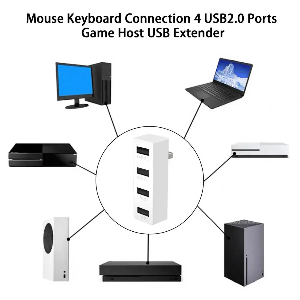 USB Hub Practical Plug And Play Cable Hub 4 USB2.0 Game Consoles Controllers USB Hub