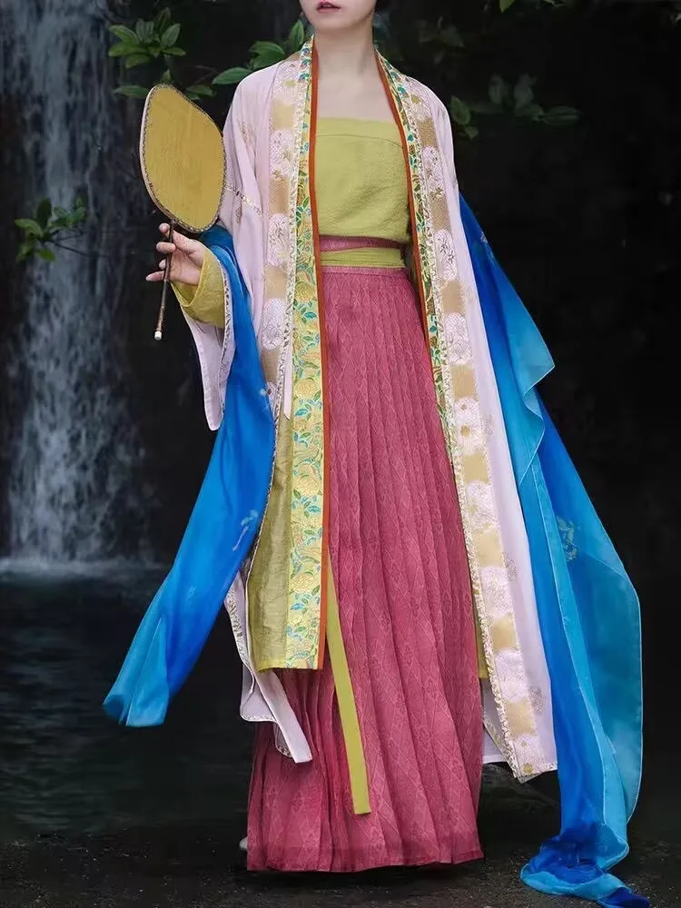 

Китайское платье ханьфу, женский карнавальный костюм на Хэллоуин, винтажный комплект из 3 предметов, праздничный наряд, платье ханьфу, костюмы династии Сун