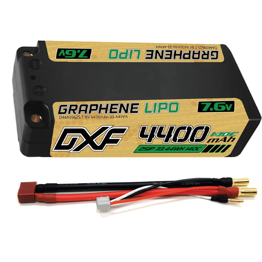 Image of DXF 2S 4400mAh Shorty Lipo Akku 7,6V 140C 5mm T-Stecker Hardcase für 1/10 Buggy Truggy Offroad Boot Auto LKW RACING Helikopter