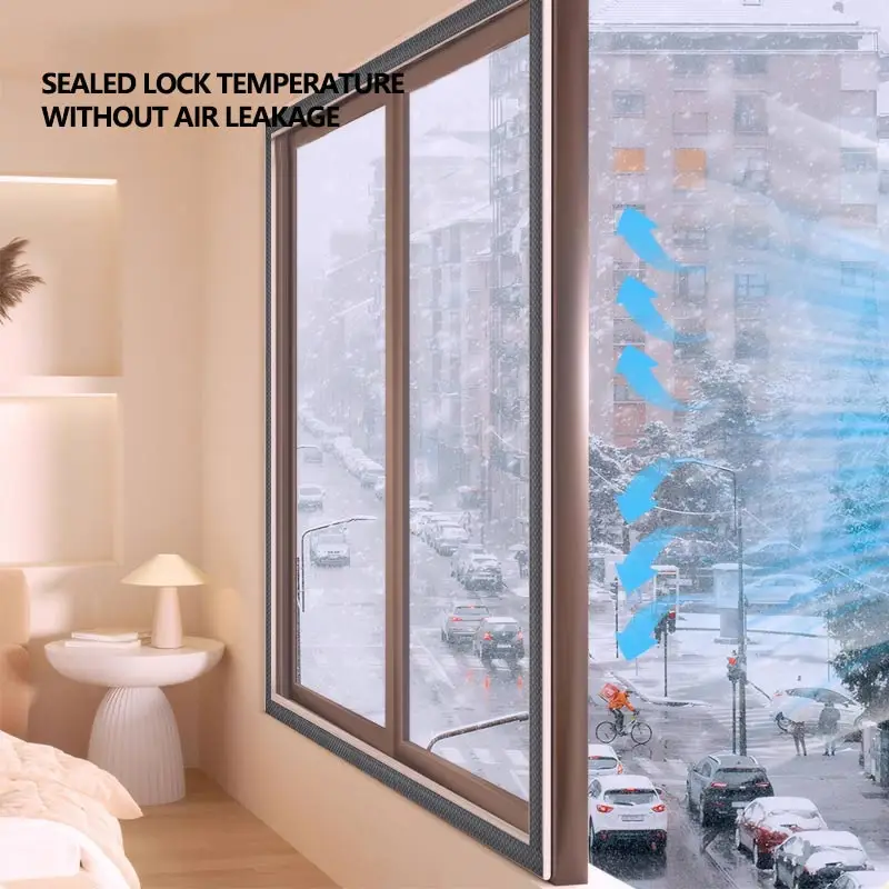 Fensterdichtung für den Winter, Kälte- und Frostschutzschutz, Ganzteil-Isolierfolie, kein Stanzen, versiegelter transparenter Vorhang