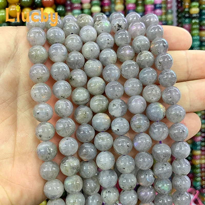 

5A Quality Natural Gray glitter stone Handmade Smooth beads DIY Earrings Ring Crafts For Jewelry Making 15" Wholesale 4/6/8/10mm