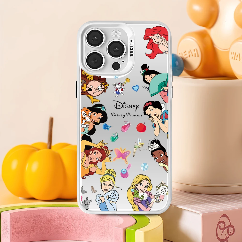 MINISO Disney Princess Phone Case For iPhone 12 11 13 14 15 16 Max Pro Plus Laser Cover