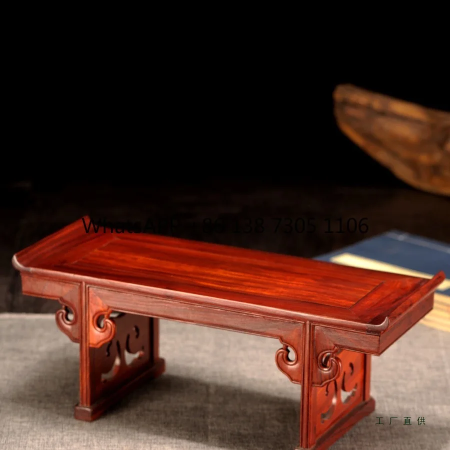 

mahogany miniature warped head drawer piano table case, chicken wing wood rectangular carved base small altar offering table