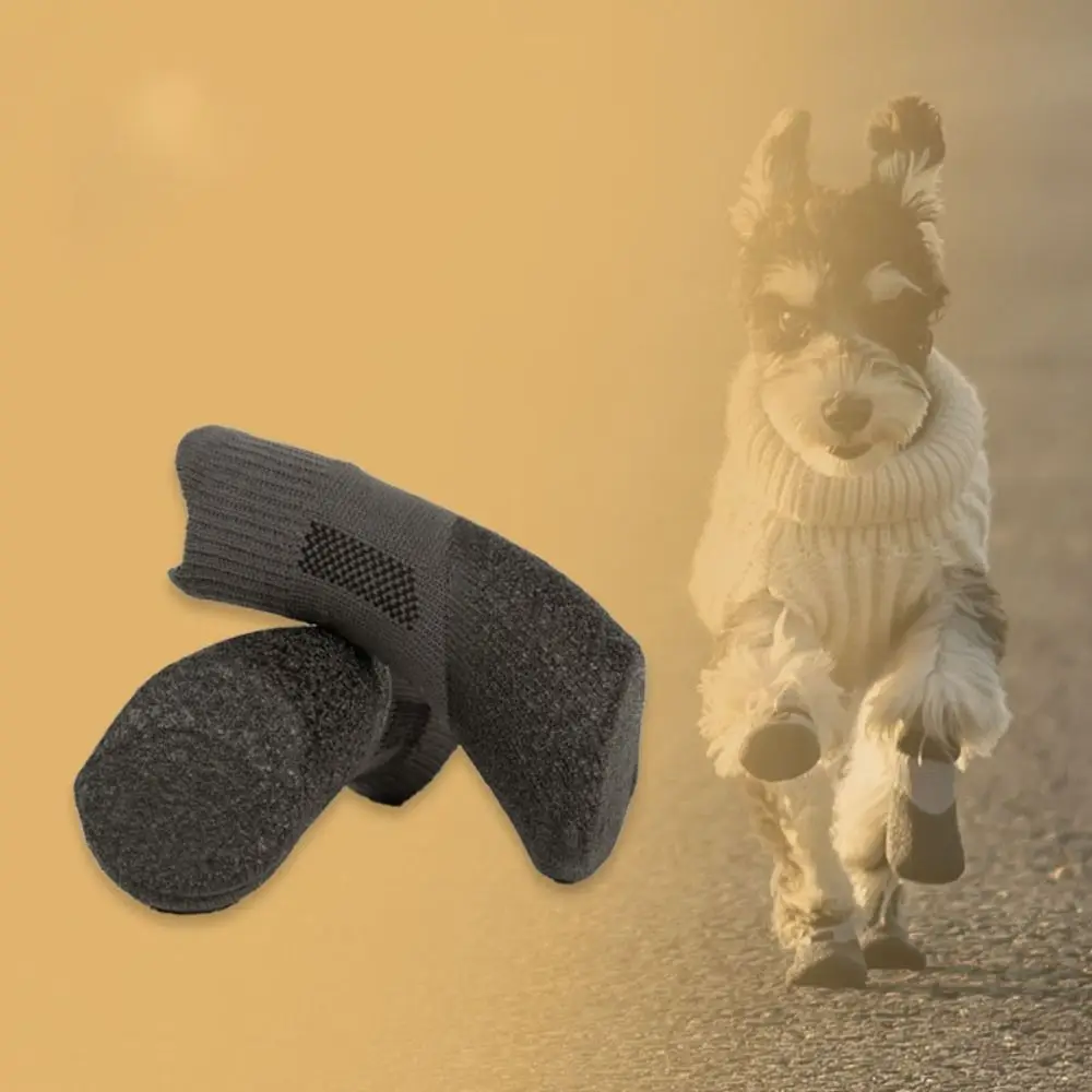

4pcs Casual Waterproof Pet Socks Shoes Anti-dirty Non-slip Dog Shoes Breathable Dog Paw Protector Puppy