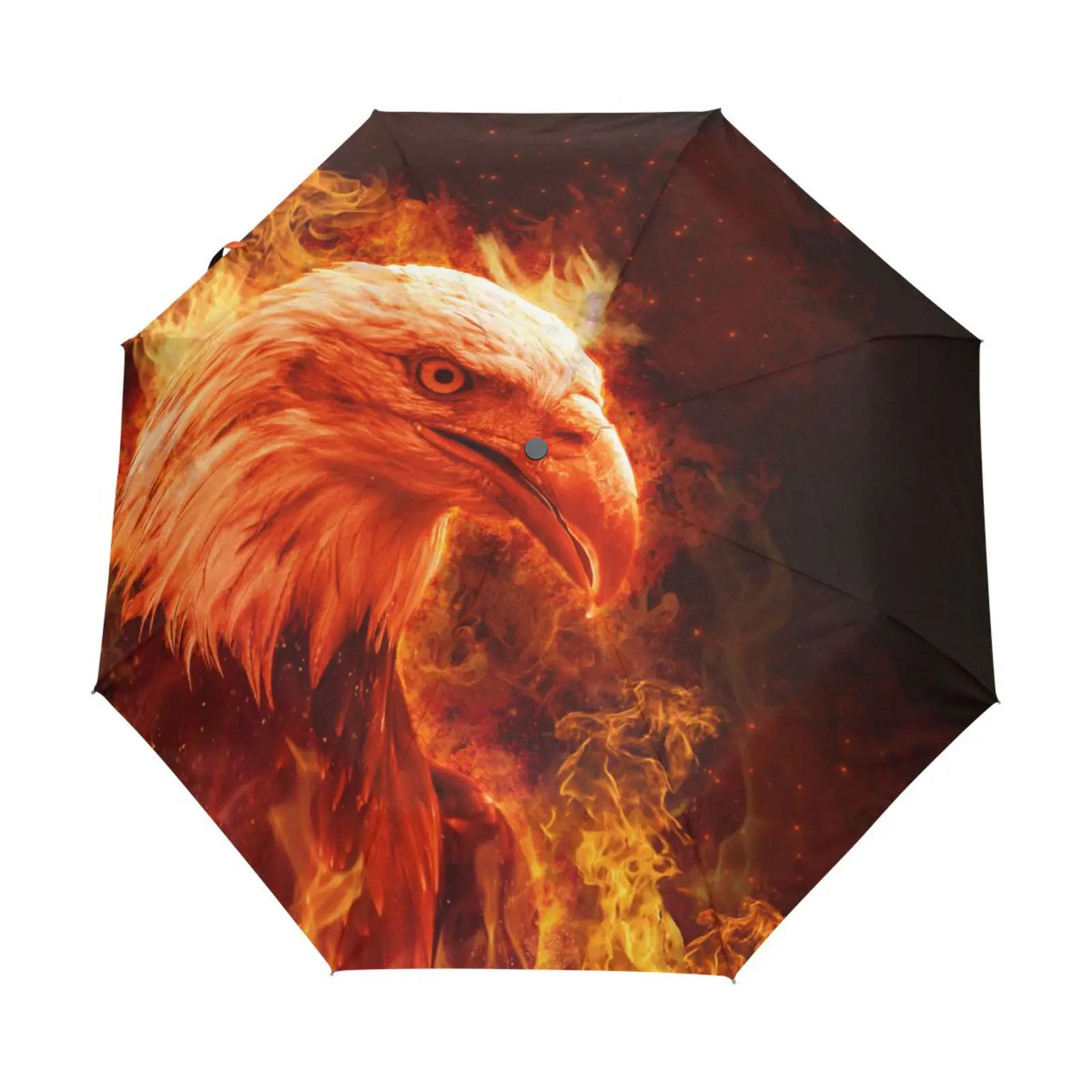 3D Fire Phoenix Eagle Print Portable Umbrella Rain Women Sun Protection Three Folding Automatic Umbrella Male Parasol Parapluie