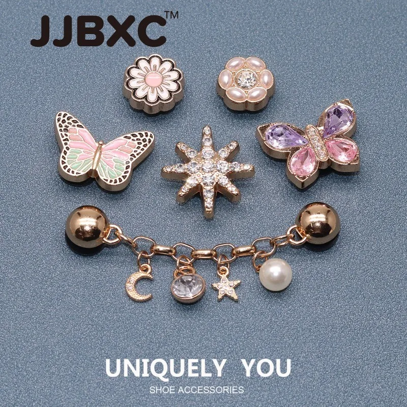 JJBXC CHARM Shoe Buckle Shoe Accessories Metal Chain DIY Fashion Shoes Accessories Suitable for cross Shoes
