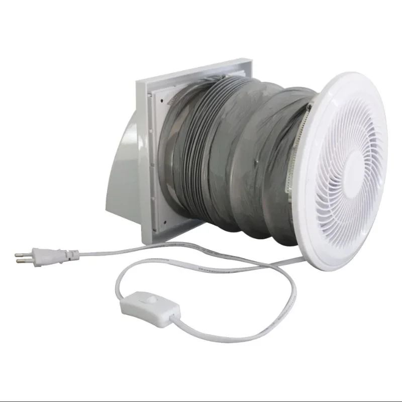 6-Inch Through-the-Wall Bathroom Exhaust Fan with White Grille for Home Kitchen Garage Attic 50cm Retractable Duct 220V 23W 50Hz