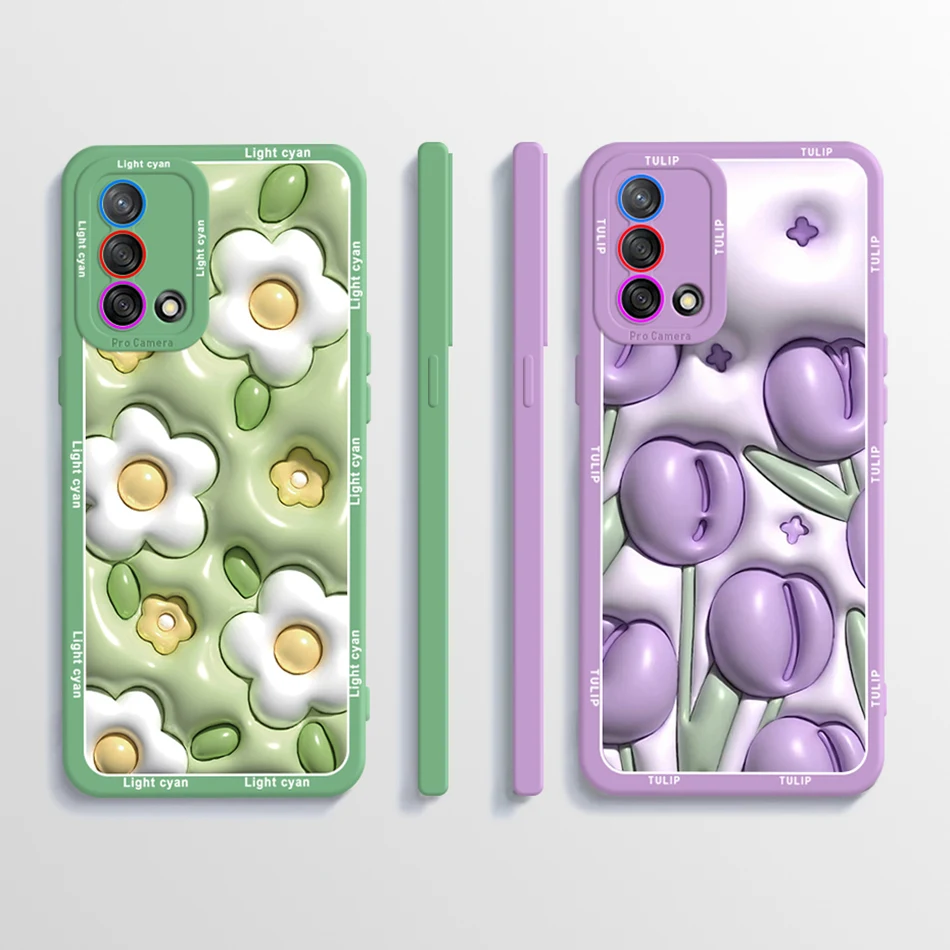 For OPPO A74 4G Case Fashion Flower Silicone Back Cover for OPPO A74 CHP2219 OPPOA74 A 74 4G Matte Camera Protection Phone Cases