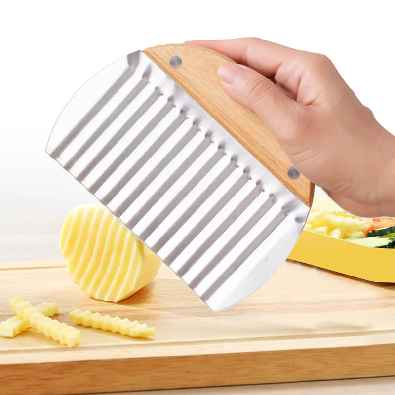 

1Pcs Wolf Tooth Potato Cut Household Kitchen Wave Cutter Multifunctional Commercial Potato Knife Stainless Steel Wave Knife