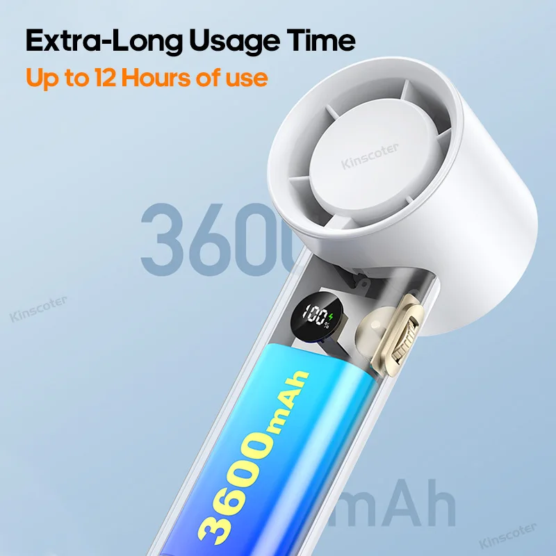 صيف جديد وصول مروحة تربو تبريد الهواء الصغيرة 3600mAh مروحة يدوية قابلة للشحن مروحة محمولة مع ضوء الليل مضيئة