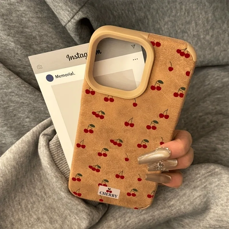 Full Screen Small Cherry Creative Simple Fashion Phone Case For iPhone 16 Pro Max 15 Plus 14 13 12 11 XS Max X XR XS Back Cover