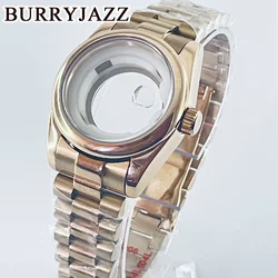 BURRYJAZZ 31mm NH05 NH06 Watch Case Rose Gold Stainless Steel Case With Sapphire Crysta Waterproof
