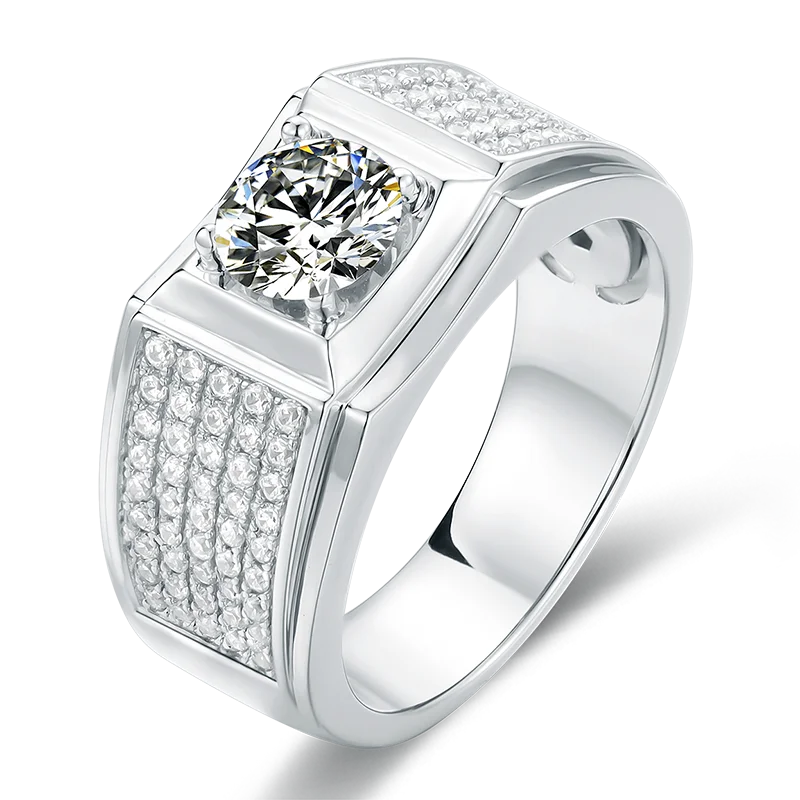 Factory Price  Fashion    Engagement  Ring  Men Ring   925 Sterling Silver Moissanite   Diamond Ring