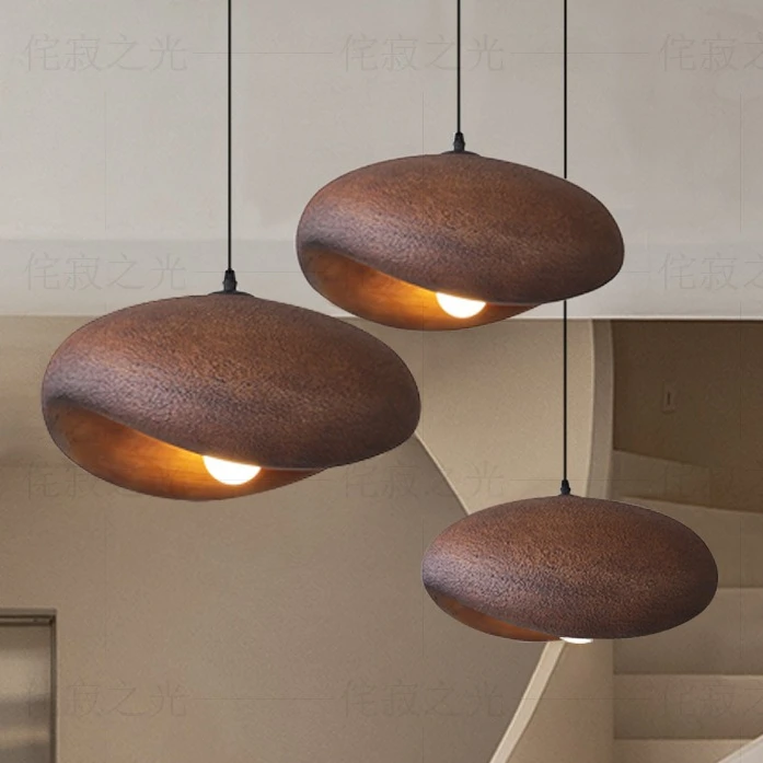 New Wood Grain Chandelier Minimalist Dining Room Pendant Light for Homestay Living Room and Bedroom Lighting Fixtures