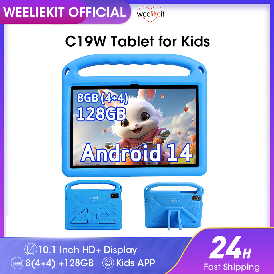  weelikeit C19W 2024 Tablet for Kids Android 14 10.1" 8GB 128GB Octa Core Children Tablets Educational Learning 6000mAh Kids APPs 