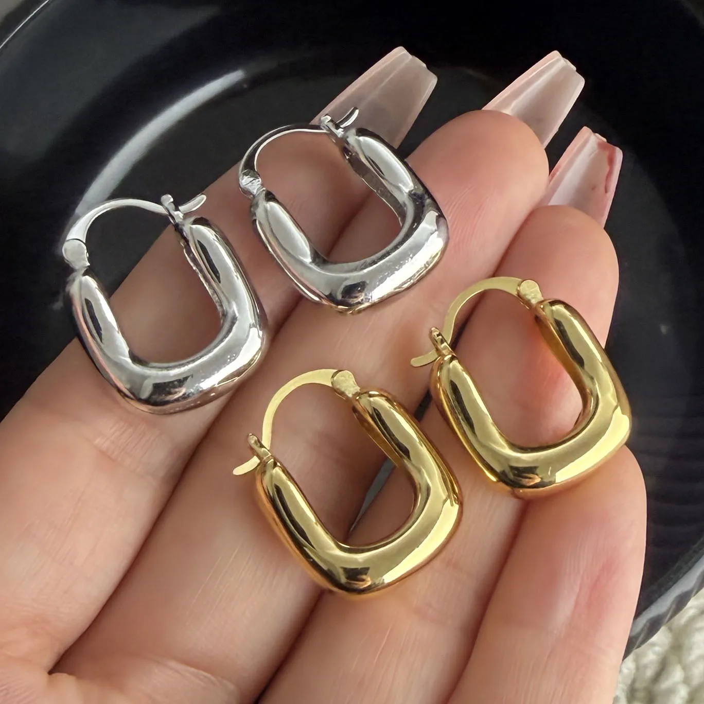 

Серьги из стерлингового серебра 925 пробы для женщин, модные геометрические золотые массивные серьги, ювелирные изделия, предотвращающие аллергию, аксессуары для вечеринок, подарки