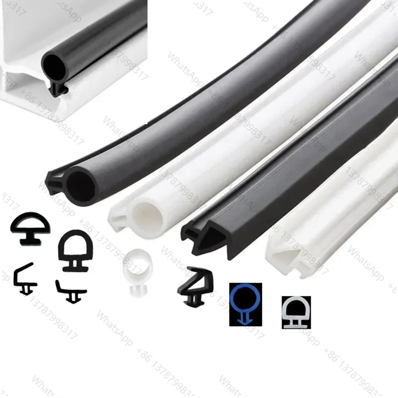 5M Bridge Aluminum Alloy Doors Windows Sealing Strip Card Slot Type Plastic Silicone Strip Soundproof Windproof Waterproof