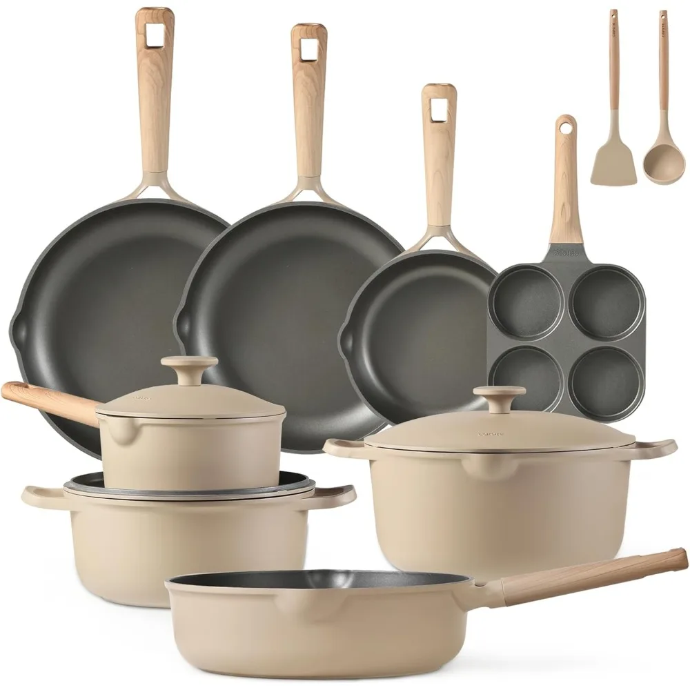 NEW CAROTE 13pcs Pots and Pans Set,Non Stick Kitchen Cookware Sets with Egg Pan,Kitchen Induction Pots and Pans Cooking Sets