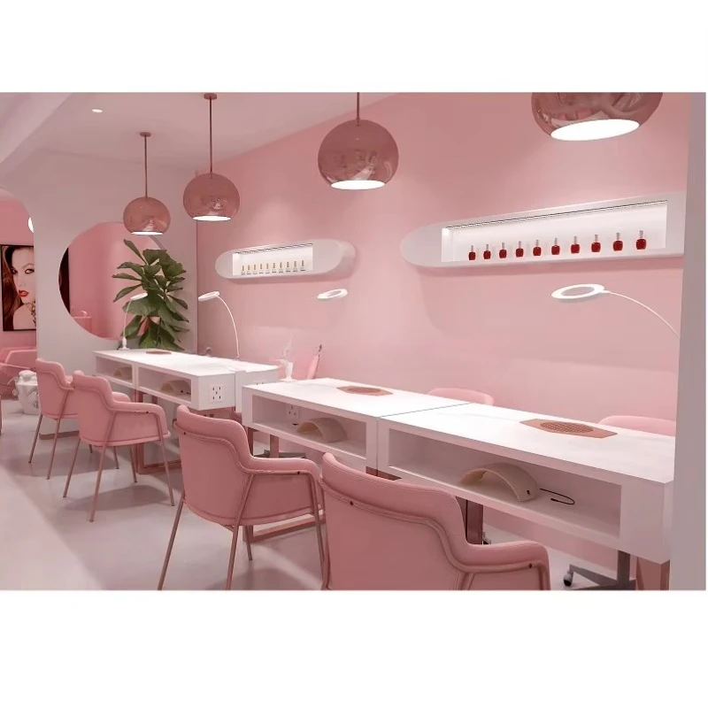 

Custom Modern Commercial Furniture for Nail Salon Whole Store Display Station Fashion Beauty Interior Design for Hair Salon