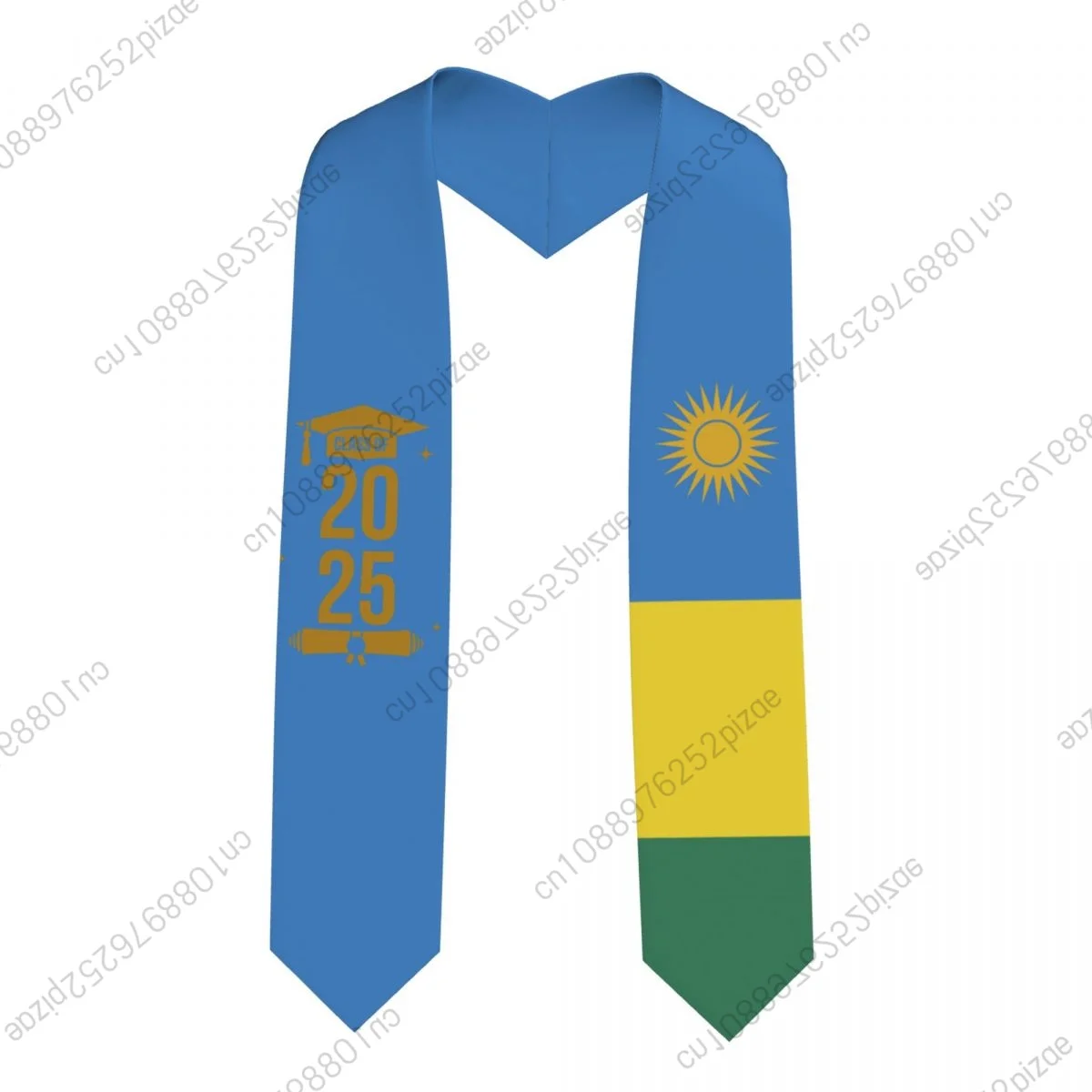 

New Rwanda Flag Class Of 2025 183*13CM Graduation Stole Sash Scarf For International Students Proud