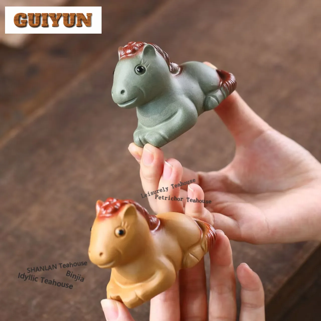Yixing Purple Clay Little Horse Tea Pet Elegant Flowerpot Landscaping Tea Figurine Play Toys Tea Statue Ornaments Craftsmanship
