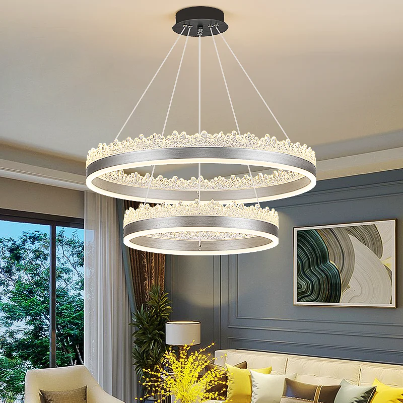 

New LED Ring Chandelier Lighting For Living Dining Room Kitchen Restaurant Remote Control Dimming Bedroom Hanging Pendant Lamp