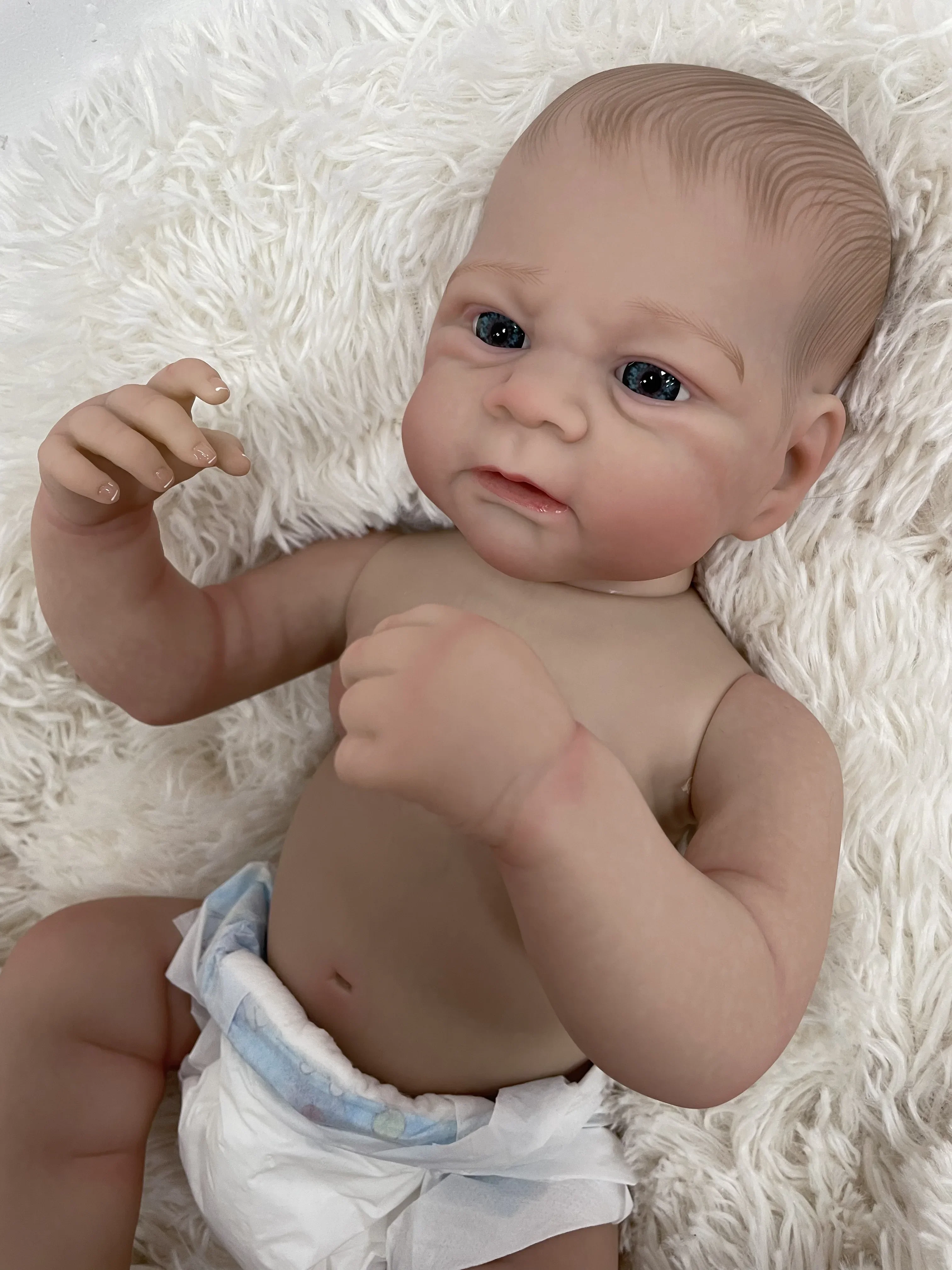 Elijah Full Vinyl Body Reborn Doll 19inch Multiple Layers Painting 3D Skin With Visible Veins Hand Drawn Hair Excluding clothing