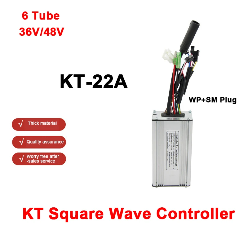 정품 KT 컨트롤러, 전기 자전거 9 튜브 KT-22A 구형파 컨트롤러, SM 플러그, 500W 모터에 사용, 수리 액세서리, 48V, 36V