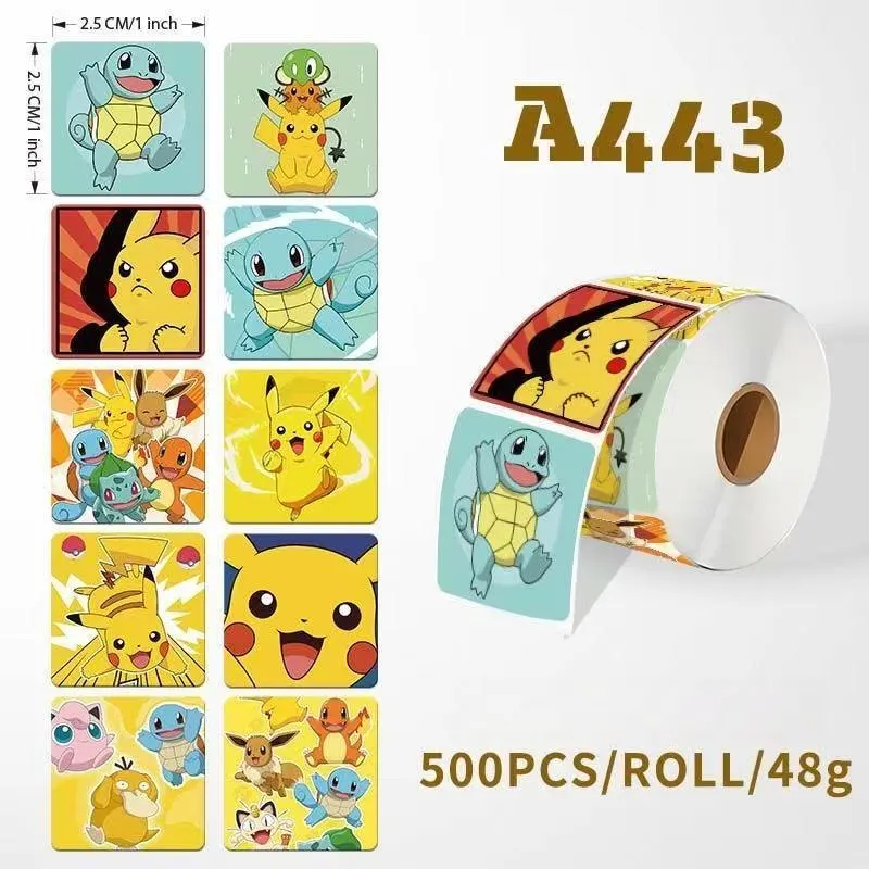 Pokemon, Stickers Decoration 500pcs/Roll Cute Cartoon Stickers Waterproof Stickers For DIY Scrapbooking, Envelope Sealing,